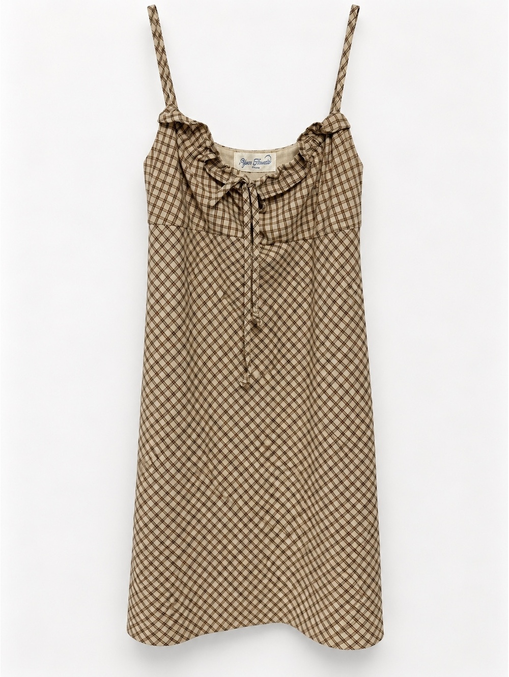 PACSON Sam Edelman Beige Plaid Button Front Cami Dress